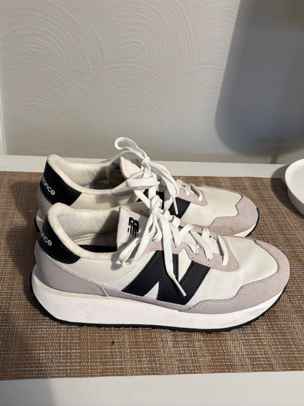 New Balance Women's Casual Lace-Up Sneakers in White, Gray and Black
